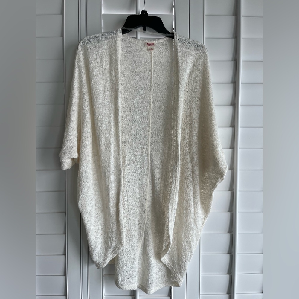 MOSSIMO Cream Open Front Batwing Light Shrug Cardigan Sweater Size Small